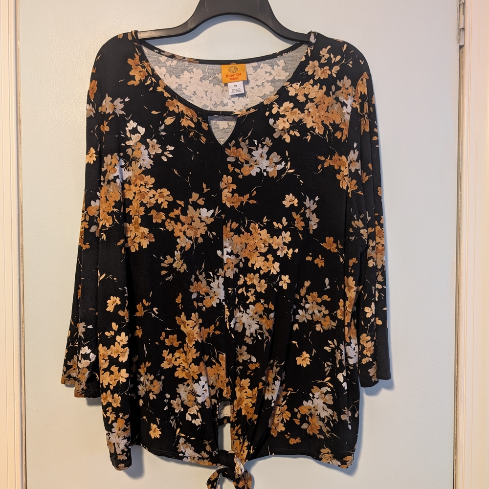 Floral Black and Gold Women's Top